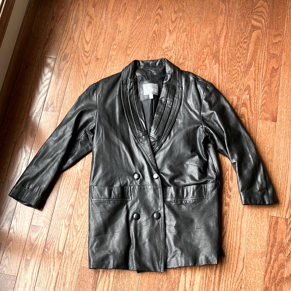 Women’s black leather coat